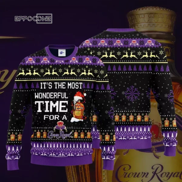 Its the Most Wonderful Time Crown Royal Ugly Christmas Sweater