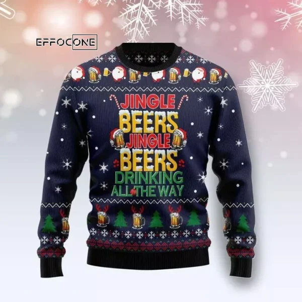 Jingle Beers Drinking All The Way Beer Ugly Christmas Sweater
