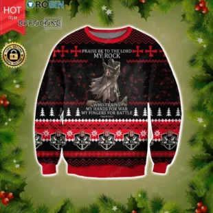 Knight Templar Praise Be To The Lord My Rock Psalm Ugly Christmas Sweater