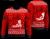 Korn Wool Ugly Christmas Sweater 3D All Over Printed Red