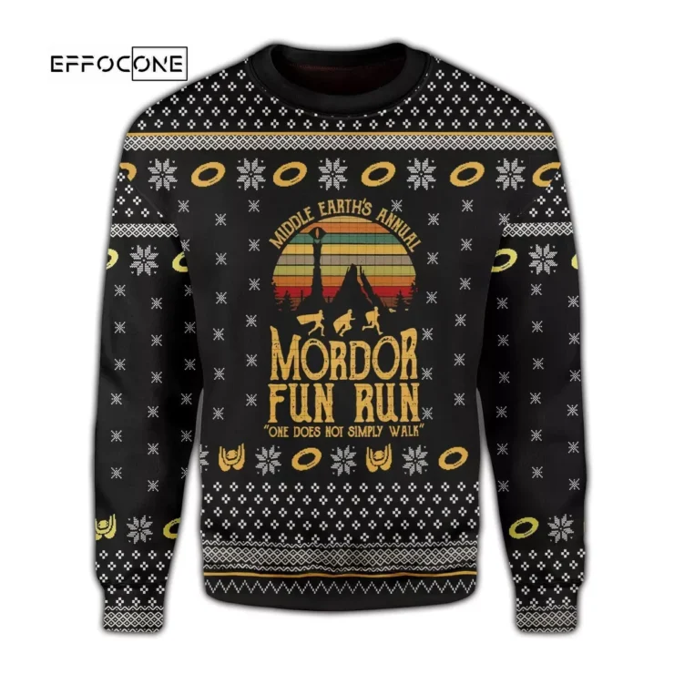 Lord Of The Rings LOTR Mordor Fun Run Ugly Christmas Sweater