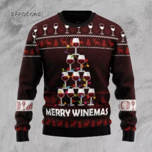 Merry Winemas Christmas Tree Ugly Christmas Sweater