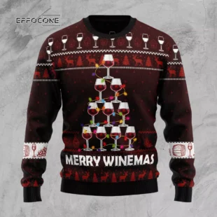 Merry Winemas Christmas Tree Ugly Christmas Sweater