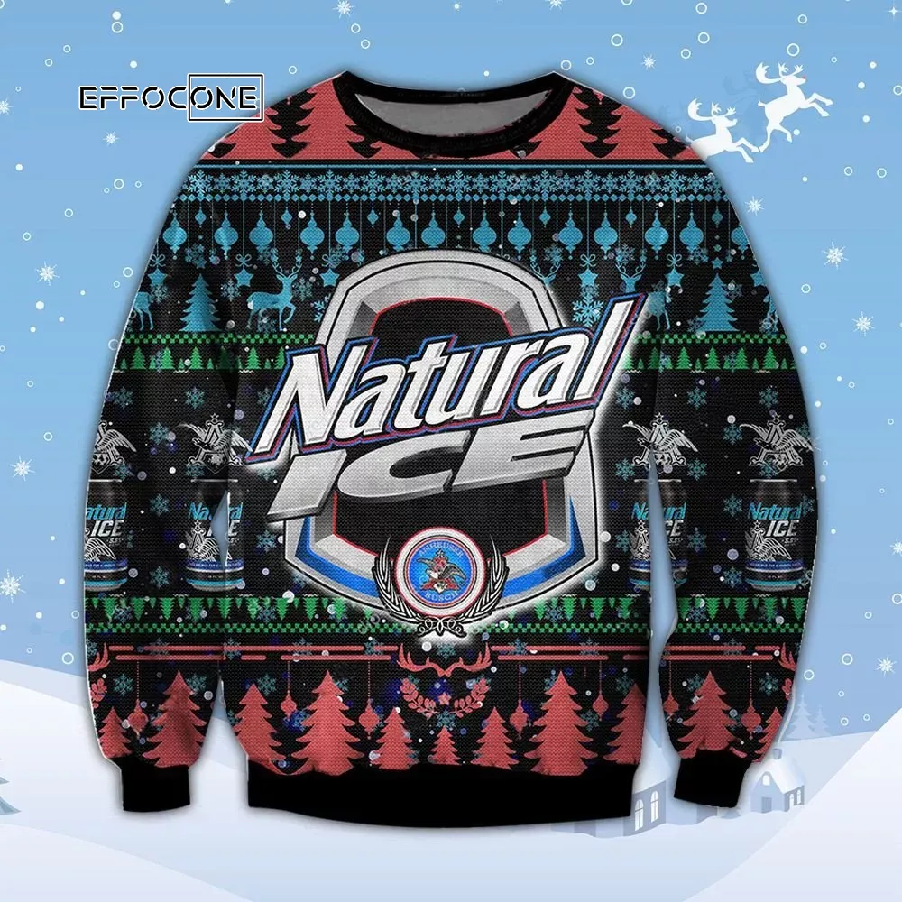 Natural Light Ugly Christmas Sweater Black