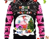 Pink Flamingo 2022 Ugly Christmas Sweater Home for The Holidays