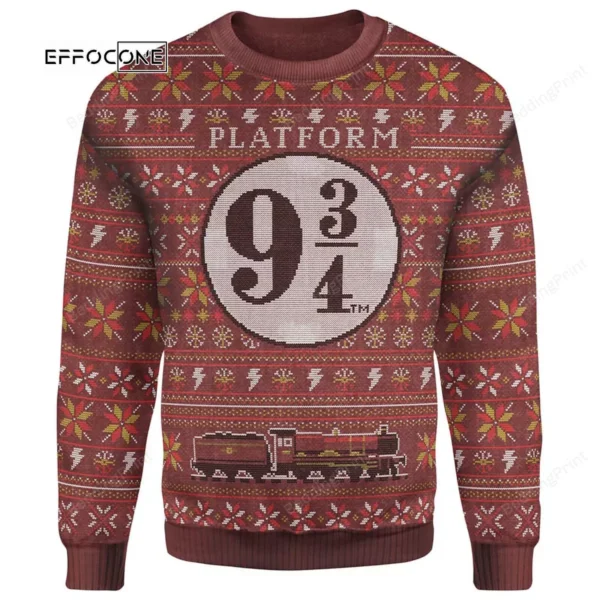 Platform Nine and Three-Quarters Red Ugly Christmas Sweater