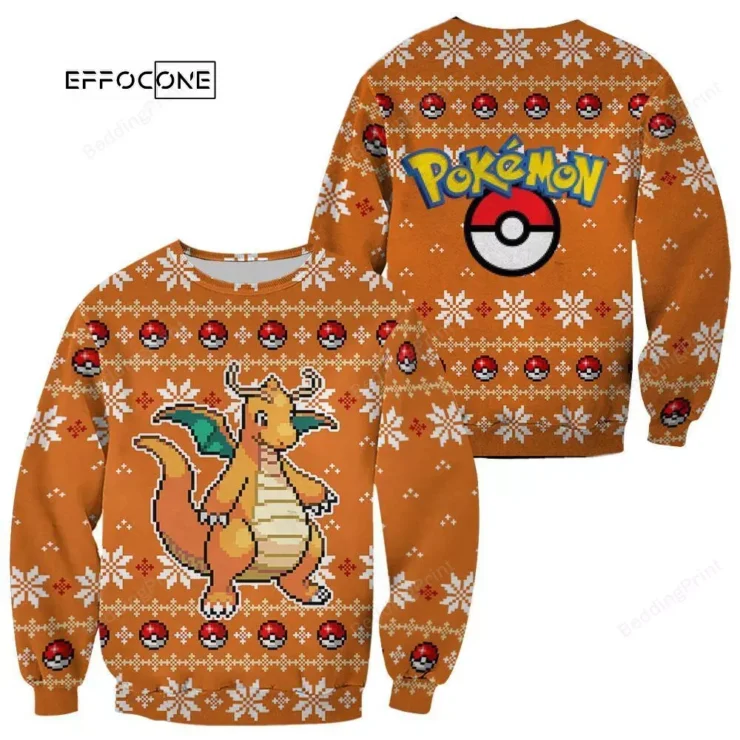 Pokemon Dragonite Pokeball Ugly Christmas Sweater