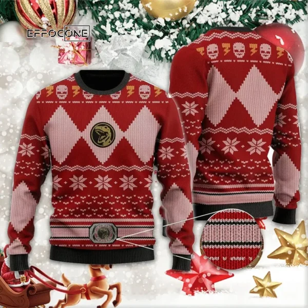 Power Ranger Red Ugly Christmas Sweater