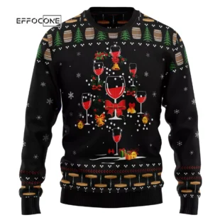 Red Wine Christmas Tree Ugly Christmas Sweater