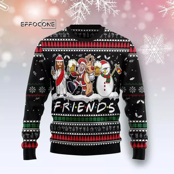 Santa Claus Jesus Friends Ugly Christmas Sweater