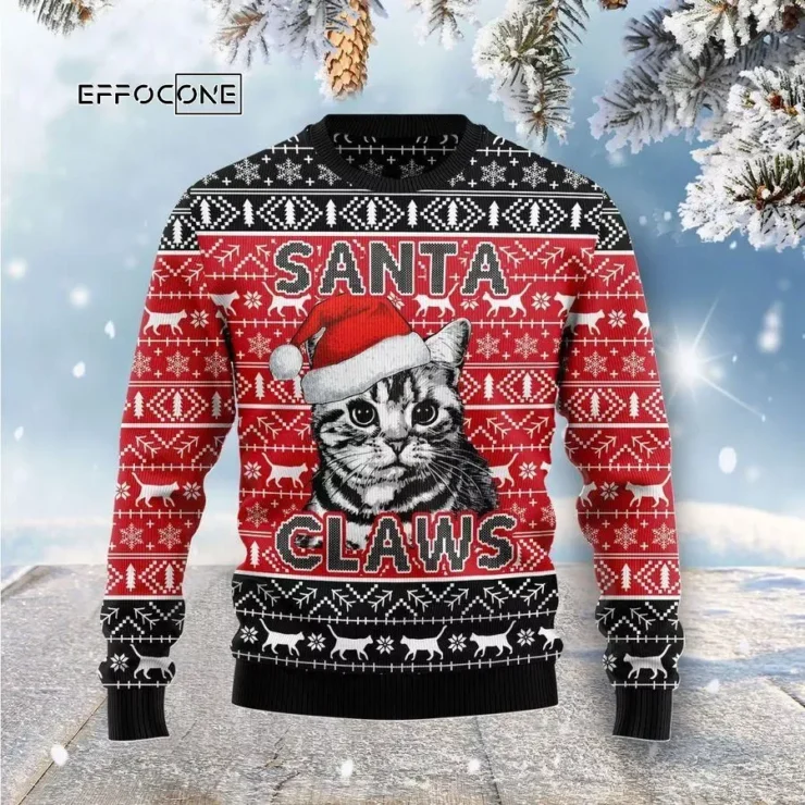 Santa Claws Cat Ugly Christmas Sweater