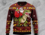 Santassic Park Dinasaur Ugly Christmas Sweater