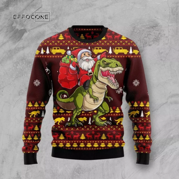Santassic Park Dinasaur Ugly Christmas Sweater