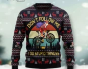 Satan Claus On Mountain Bike Ugly Christmas Sweater