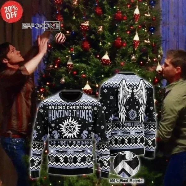 Saving Christmas Hunting Things Ugly Christmas Sweater