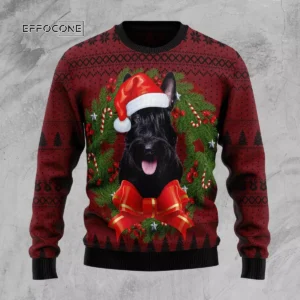 Scottish Terrier Wreath Ugly Christmas Sweater