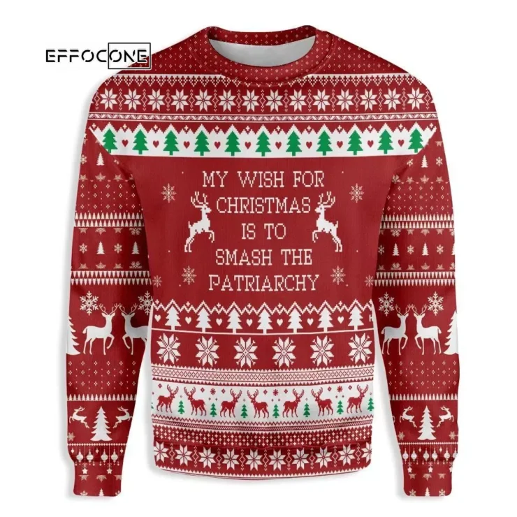 Smash The Patriarchy Feminist Ugly Christmas Sweater