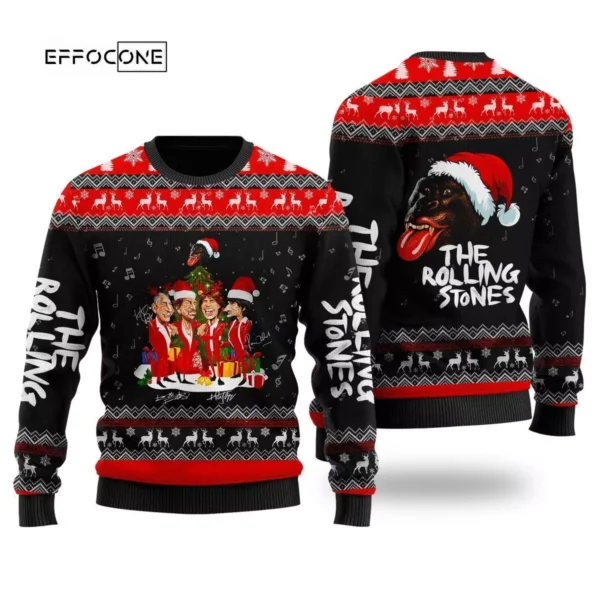 The Rolling Stones Wool Ugly Christmas Sweater 3D All Over Printed Black