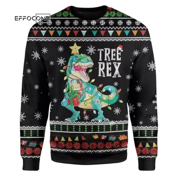 Tree Rex Ugly Christmas Sweater Black