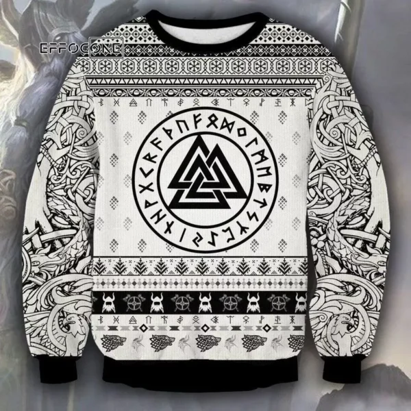 Viking Black And White Ugly Christmas Sweater