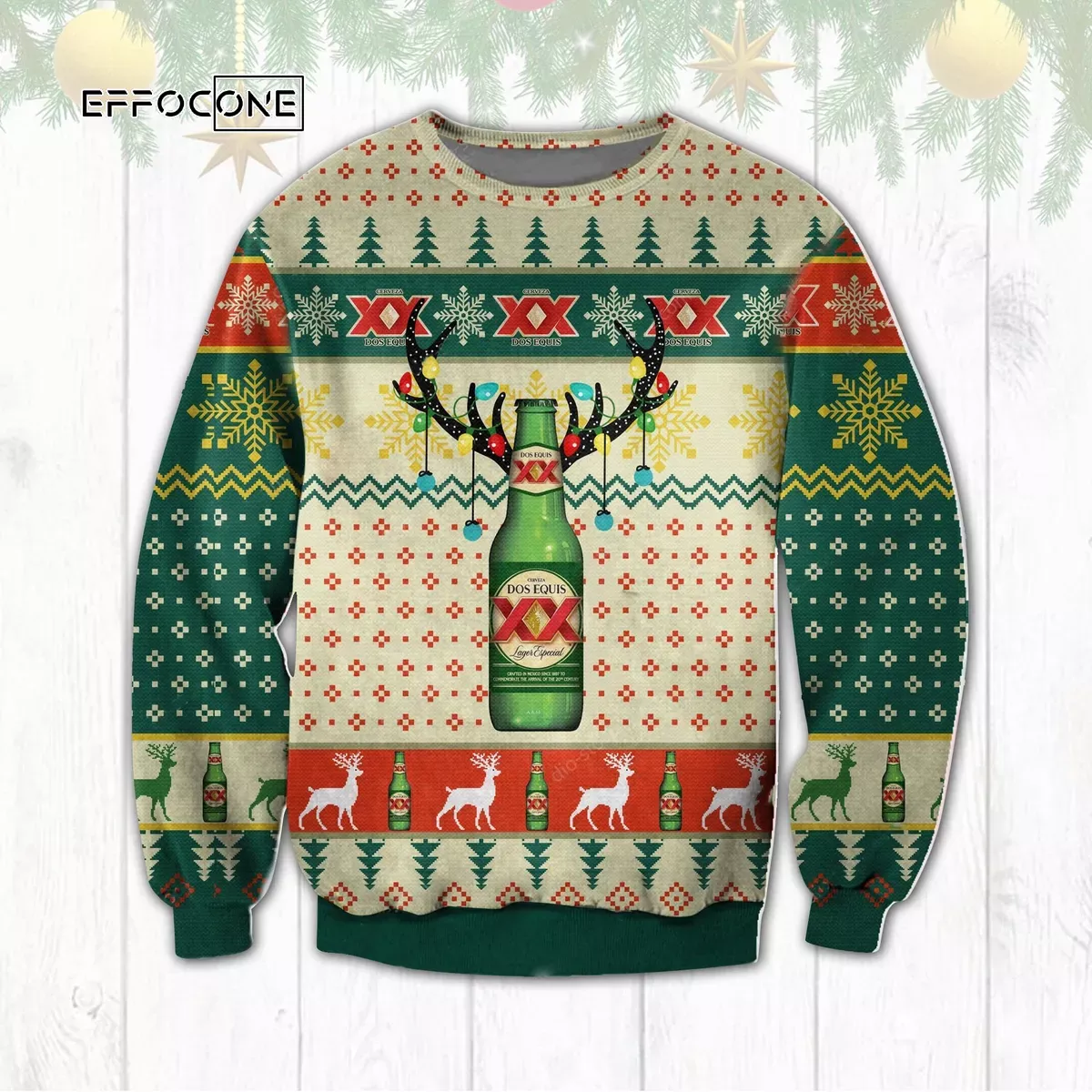 XX Dos Equis Reindeer Ugly Christmas Sweater