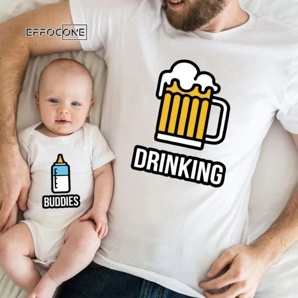 Dad Drinking Beer and Son Buddies Milk