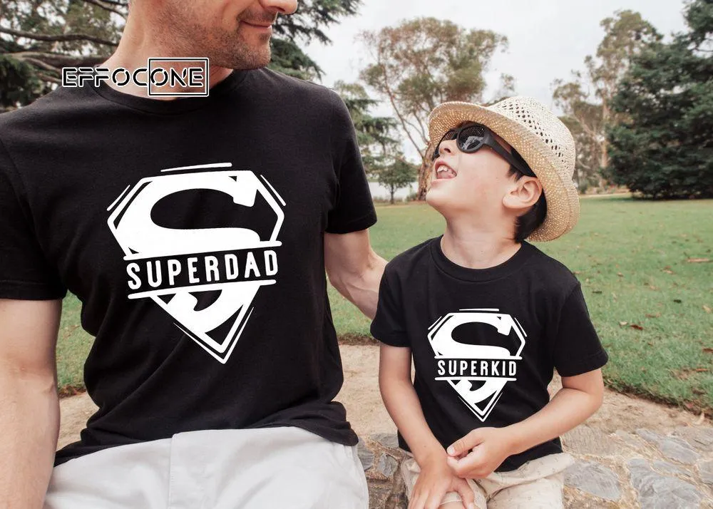 Superdad Superkid Father and Son Matching Unisex T-Shirt, Youth T-Shirt, Sweatshirt, Hoodie, Long Sleeve, Tank Top