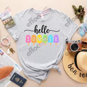 Hello Summer Shirt - Popsicle Written Summer Welcome Outfit