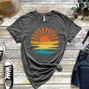 Retro Sunset Rays Wavy Shirt, Vintage Shirt, Retro Sunshine Shirt