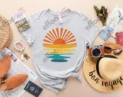 Retro Sunset Rays Wavy Shirt, Vintage Shirt, Retro Sunshine Shirt
