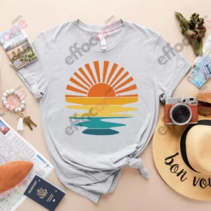 Retro Sunset Rays Wavy Shirt, Vintage Shirt, Retro Sunshine Shirt